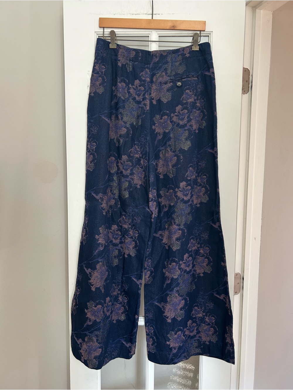 NWT Anthropologie Pilcro Ultra High Rise Wide Leg Jean Pants Shimmer Floral 30 - Picture 9 of 16